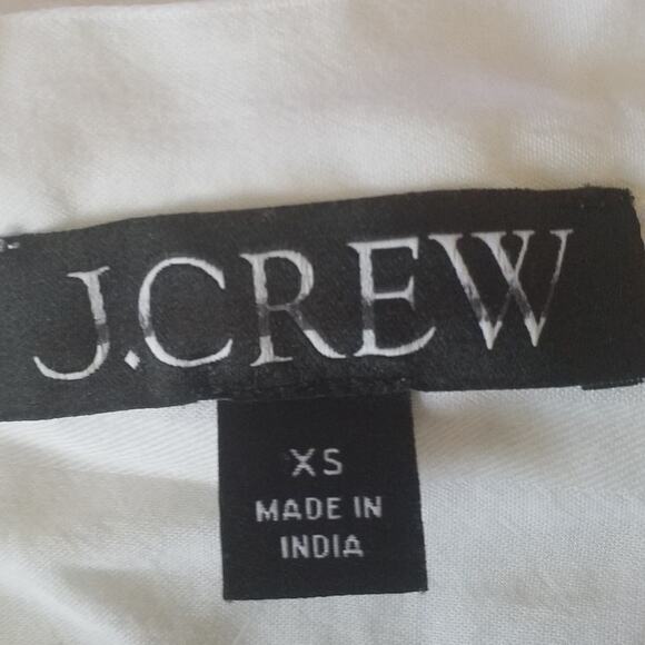 J Crew V Neck Tie Top White Cotton Blend Dobby XS NWT Casual Minimal - Picture 5 of 7